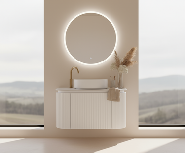 VITO NOOSA Fluted Curved Vanity with Side Drawers 890*493*470mm (NOS900W-MW)