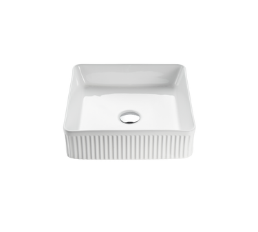 VITO Athena Fluted Square Premium Ceramic Above-Counter Basin 400*400*130mm ATH4040SQ-GW/MB