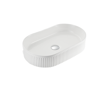 VITO Athena Fluted Oval Premium Ceramic Above-Counter Basin 590*370*100mm ATH5937-GW/MW/MB