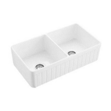 Greenwich Fireclay farmhouse double sinks Fluted FCS838-D-GW