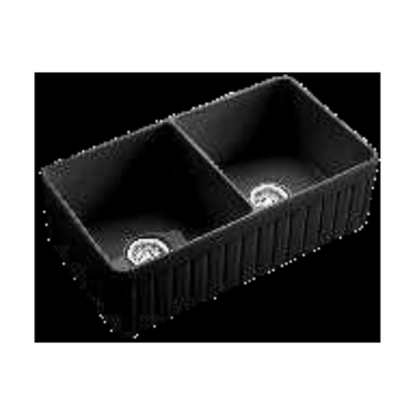 Greenwich Fireclay farmhouse double sinks Fluted FCS838-D-MB