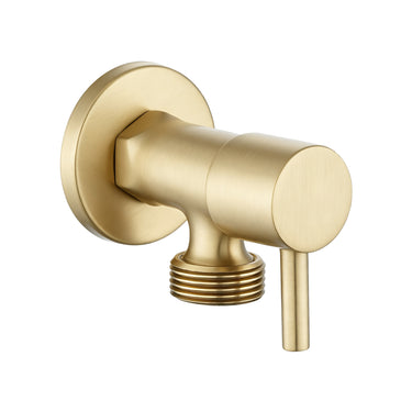 Bathroom Round Light Brushed Brass 1/4 Turn Washing Machine Stop Tap (One Piece)