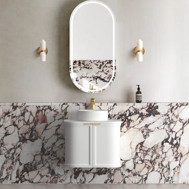 Hampshire Wall Hung Curve Vanity Satin White (All Sizes) 600mm Cabinet Only