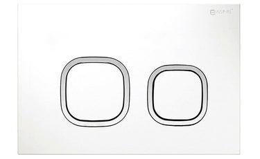 R&T Soft Square Push Plate Matte White with Chrome Trim