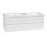Dover 1200mm Gloss White Wall Hung Vanity Double Bowl - Cabinet Only / Not Required / Not Required