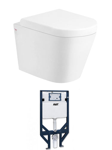 Alzano Wall Hung Pan R&T Inwall Cistern Set (Push Plate Sold Separately) - Standard Seat