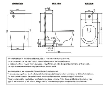 Oasis Rimless Toilet Suite - R&T Flush System
