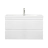 Dover 750mm Gloss White Wall Hung Vanity - Slimline Ceramic Top / Gloss white / 12 Oclock