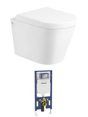 Alzano Wall Hung Pan Geberit Inwall Cistern Set (Push Plate Sold Separately) - Standard Seat / Geberit Cistern