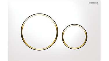 Sigma20 Dual Flush Button Round White With Gold Trim