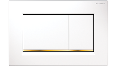 Sigma30 Dual Flush Button Square White With Gold Trim