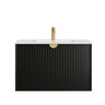 Marlo Fluted 900mm Matte Black Wall Hung Vanity with Empire Black Top 10TH