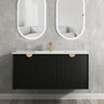Marlo Fluted 1200mm Matte Black Wall Hung Vanity with Amani Grey Top 12TH