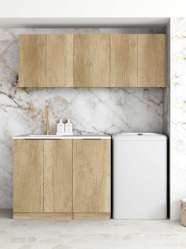 Laundry Kit 1715DR-C Byron/Bondi Natural Oak with Cloudy Carrara Top and 400 Drawer Unit