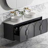 Laguna 1500mm Black American Oak Wall Hung Vanity with Undermount Natural Carrara Marble Top & Basin
