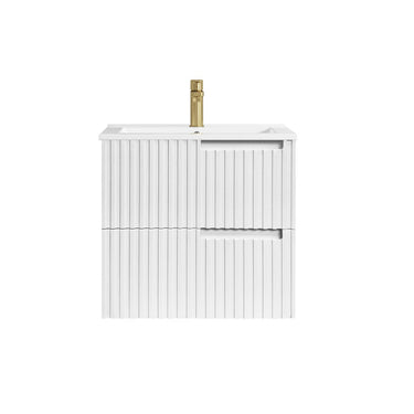 Noosa Fluted 600mm Satin White Wall Hung Cabinet Only