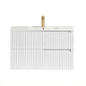 Noosa Fluted Fluted 900mm Satin White Wall Hung Cabinet Only