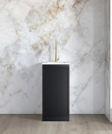 Mini Laundry 430mm Hampshire Matte Black with Pure White Top