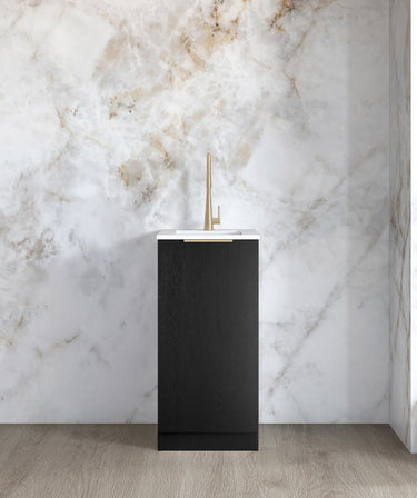 Mini Laundry 430mm Byron/Bondi Black Oak with Pure White Top