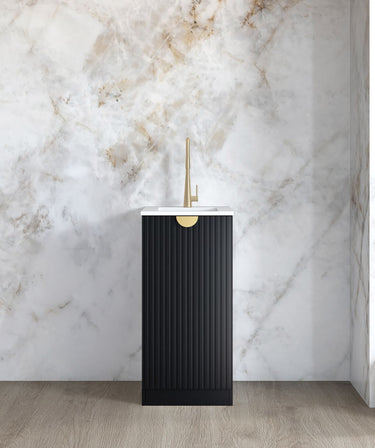 Mini Laundry 430mm Marlo Fluted Black with Pure White Top