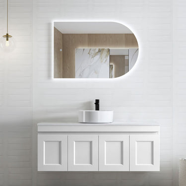 Hampton Mark II 1200mm Satin White Wall Hung Vanity with Amani Grey Top 10TH