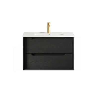 Byron 750mm Black Oak Wall Hung Vanity with Mont Blanc 60mm Top 10TH