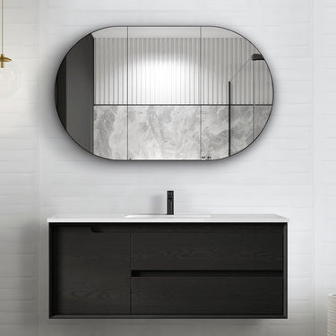 Byron 1200mm Black Oak Wall Hung Vanity with Amani Grey Top 12TH
