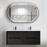 Byron 1200mm Black Oak Wall Hung Vanity with Mont Blanc Top Double Bowl