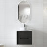 Byron 600mm Black Oak Wall Hung Vanity with Amani Grey Top 2TH