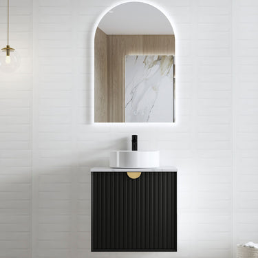 Marlo Fluted Wall Hung Vanity Matte Black 600mm Cabinet Only
