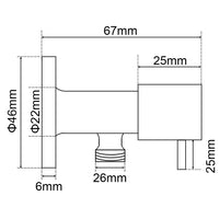 Bathroom Round Brushed Nickel 1/4 Turn Washing Machine Stop Tap (One Piece)