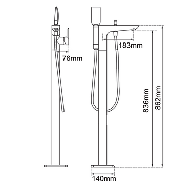 Black Freestanding Tap with Handheld Shower