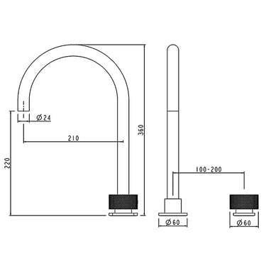 MOON - Black Swivel Basin Mixer