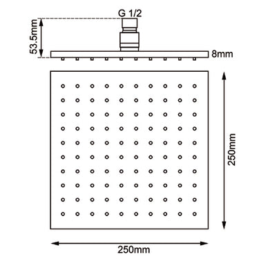 250mm Black Shower Head
