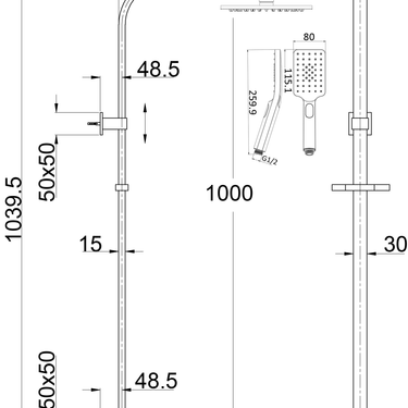 Eden Shower Set Multifunction Chrome 200mm