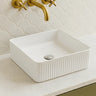 VITO Athena Fluted Square Premium Ceramic Above-Counter Basin 415*415*120mm ATH415SQ
