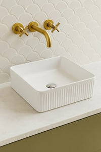 VITO Athena Fluted Square Premium Ceramic Above-Counter Basin 415*415*120mm ATH415SQ