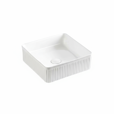VITO Athena Fluted Square Premium Ceramic Above-Counter Basin 375*375*130mm ATH3838SQ-GW/MW/MB