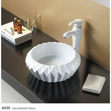 VITO Oslo Diamond Round Ceramic Above-Counter Basin 400*400*150mm OS535