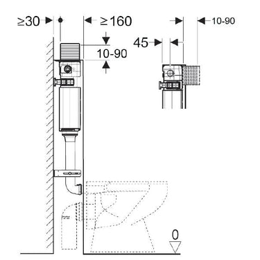 Geberit Alpha 12cm In-wall Cistern – 109cm Installation Height