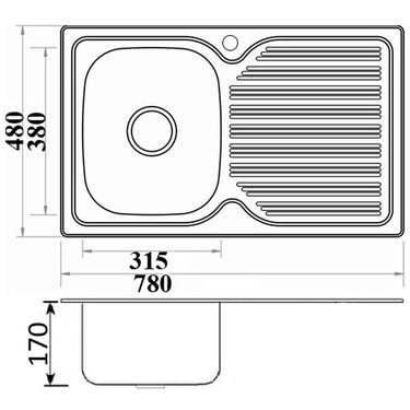 Eden Single Bowl Single Drainer Sink RHB   780mm