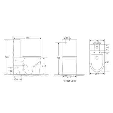 RIVO Back-to-Wall Rimless Tornado Toilet Suite - Short Projection