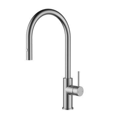Otus Slimline SS Gooseneck Pull-Out Sink Mixer In Brushed ss304