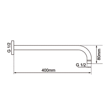 400mm Brushed Brass Wall Shower Arm