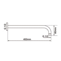 400mm Brushed Brass Wall Shower Arm