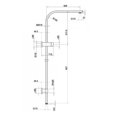 Gunmetal Shower Rail