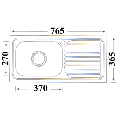 Eden Single Bowl & Single Drainer Sink RHB  765mm