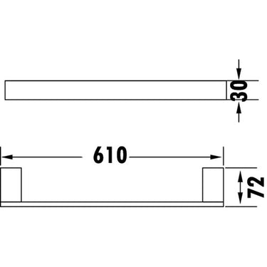 Rosa Towel Rail Single 610mm line drawing