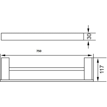 Rosa Towel Rail Double Matt Black 750mm