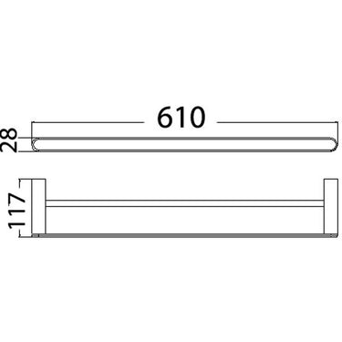 Dove Towel Rail Double Chrome 610mm